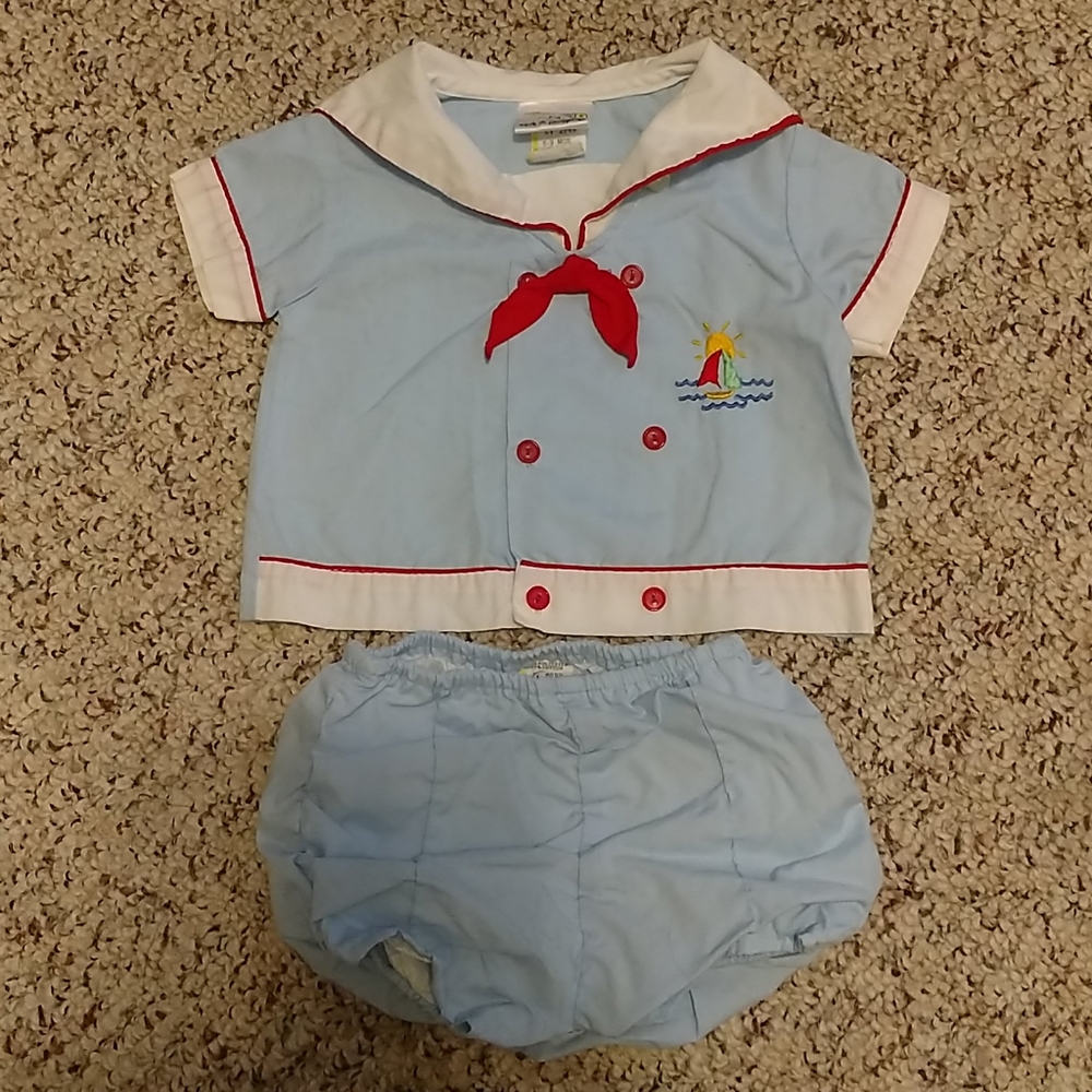 Vintage Baby boys 2 piece set sailor set size 6-9 mo